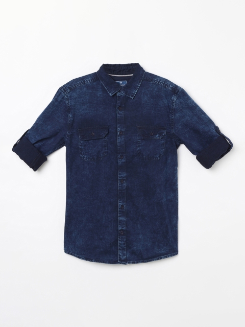 

Fame Forever by Lifestyle Boys Blue Slim Fit Faded Casual Denim Shirt