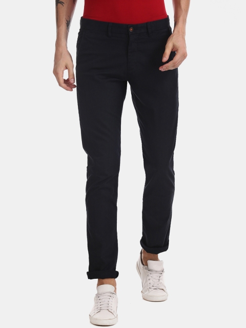 Arrow Sport Men Navy Blue Slim Fit Solid Regular Trousers