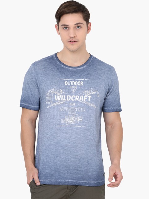 

Wildcraft Men Blue Printed Round Neck T-shirt