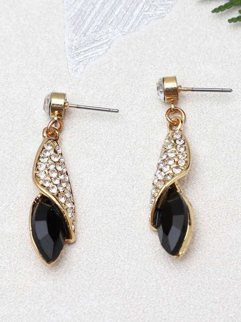 

Shining Diva Gold & Black Contemporary Drop Earrings