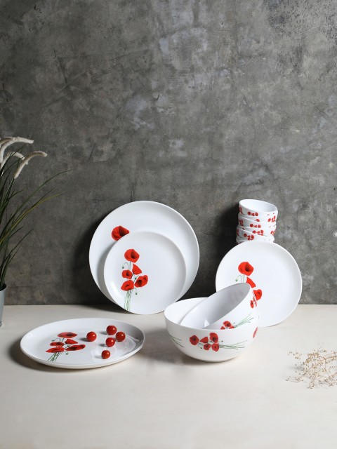 

Luminarc White & Red Hypnosis Opalware 21-Piece Dinnerware Set