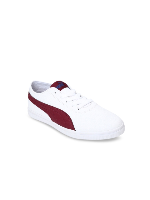

Puma Unisex Kids White Colourblocked Leather Sneakers Casual Shoes, Red