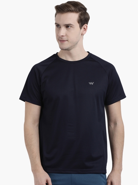 

Wildcraft Men Navy Blue Solid Round Neck T-shirt