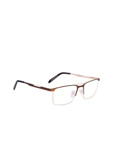 

MARC LOUIS Unisex Brown & Gold-Toned Solid Full Rim Rectangle Frames ML8015 C02 53 FR