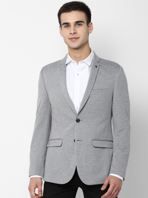 

Allen Solly Men Grey Self-Design Slim-Fit Single-Breasted Formal Blazer