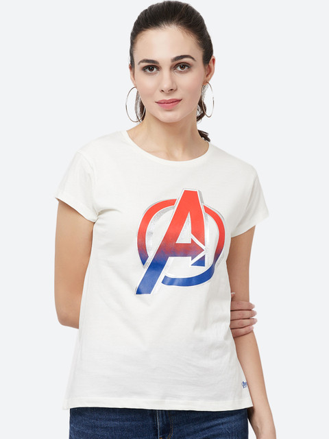 

Free Authority Women White Avengers Print Round Neck T-shirt