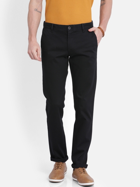 

t-base Men Black Tapered Fit Solid Regular Trousers