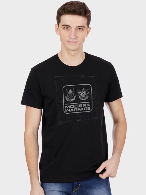 

Free Authority Men Black Call Of Duty Modern Warfare Printed Round Neck T-shirt