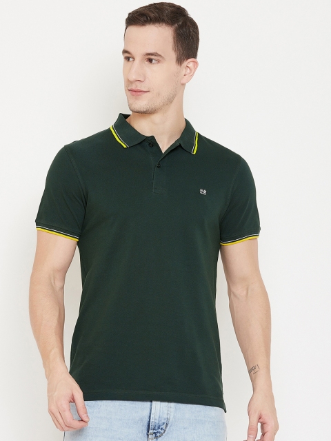 

Okane Men Green Solid Polo Collar T-shirt