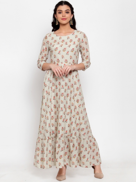 

ANAISA Women Off-White Printed Maxi Dress