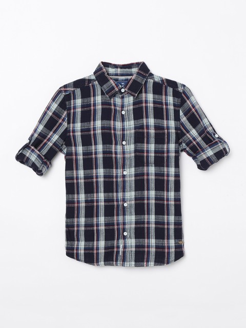 

Fame Forever by Lifestyle Boys Blue & Grey Slim Fit Checked Casual Shirt