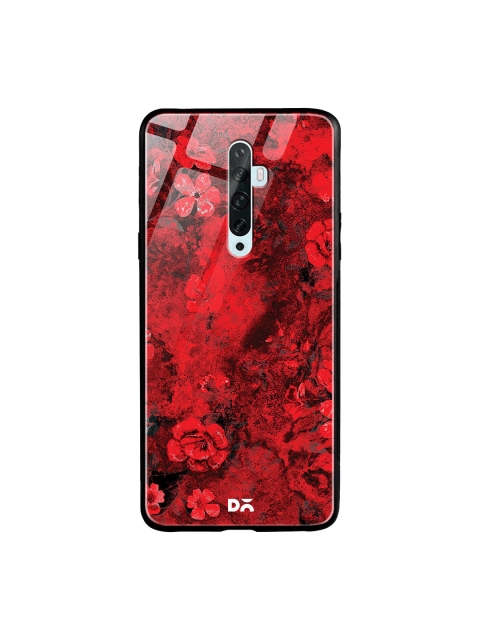 

DailyObjects Red & Black Marble Flowers Oppo Reno 2F Glass Case