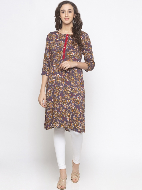 

Globus Women Purple & Brown Printed Straight Kurta