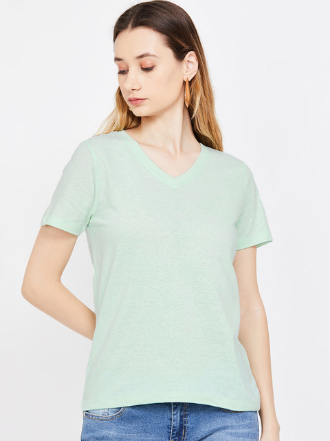 

Fame Forever by Lifestyle Women Green Solid Knitted Top