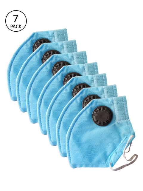 

JAINISH Unisex Blue 7 Pcs 2 Ply Protective Outdoor Masks with Valve