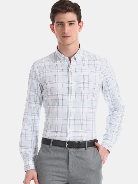 

Arrow Men Blue & White Slim Fit Checked Formal Shirt