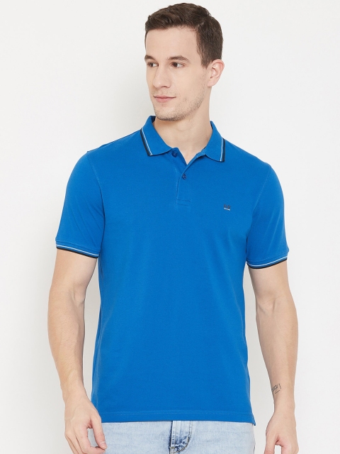 

Okane Men Blue Solid Polo Collar T-shirt