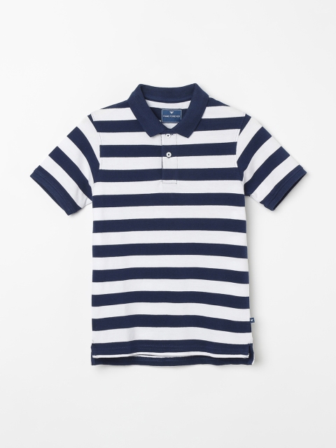 

Fame Forever by Lifestyle Boys Navy Blue & White Striped Polo Collar T-shirt