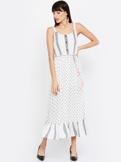 

Colour Me by Melange Women White Floral print Fit and Flare Dress