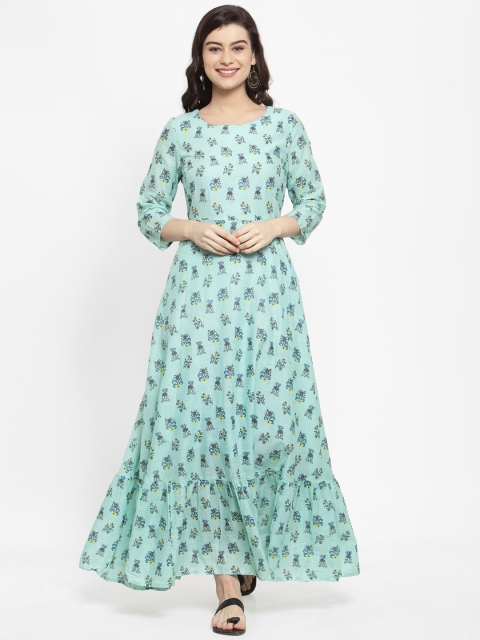 

ANAISA Women Sea Green Printed Maxi Dress