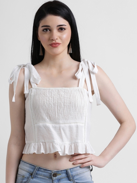 

Zink London Women White Solid Boxy Top