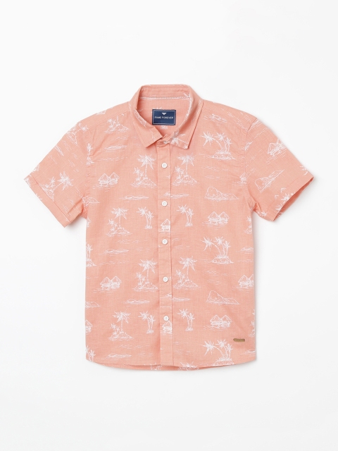 

Fame Forever by Lifestyle Boys Peach-Coloured Slim Fit Printed Casual Shirt