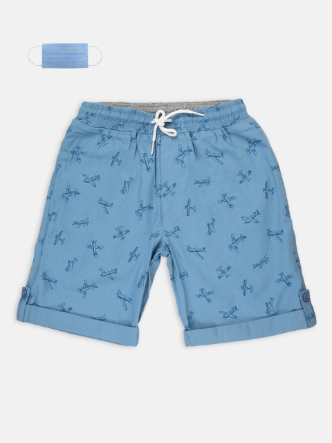 

Lil Tomatoes Boys Blue Printed Regular Fit Shorts