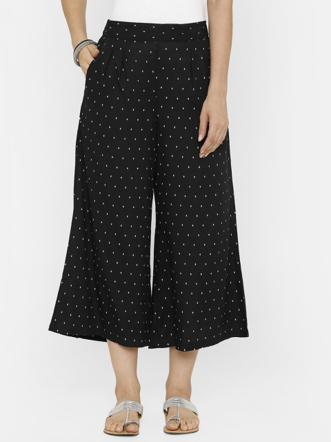 

De Moza Women Black Loose Fit Printed Culottes