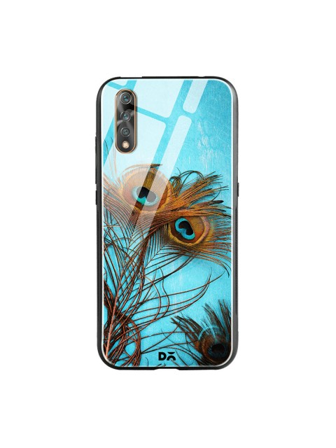 

DailyObjects Blue & Green 3 Peacock Feathers Vivo Z1X Glass Case Cover