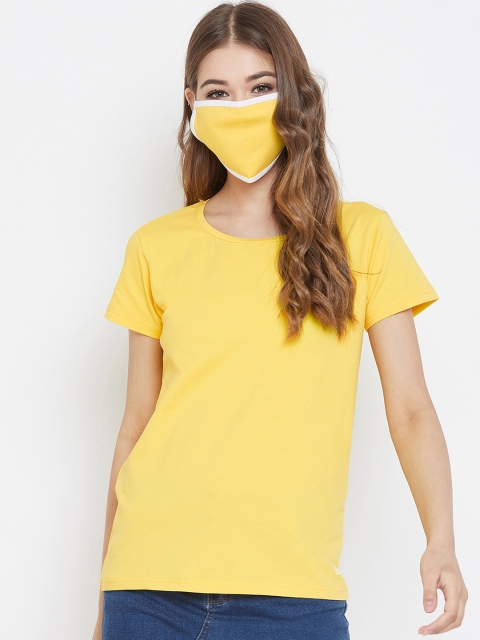 

Okane Women Yellow Solid Round Neck T-shirt