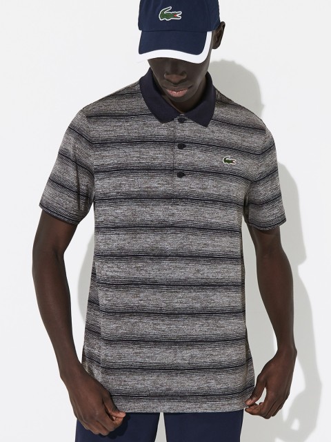 

Lacoste Men Grey Striped Breathable Golf Polo Shirt