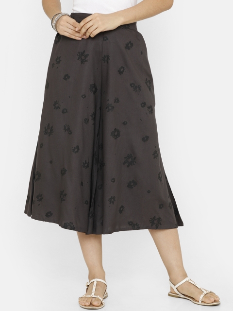 

De Moza Women Grey & Black Loose Fit Printed Culottes