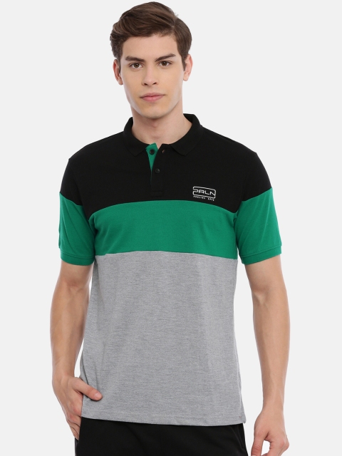 

Proline Men Black Colourblocked Polo Collar T-shirt