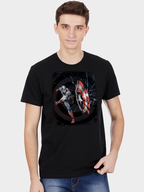 

Free Authority Men Black & Red Captain America Printed Round Neck T-shirt