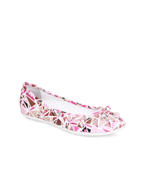 

Bruno Manetti Women Pink & White Printed Ballerinas