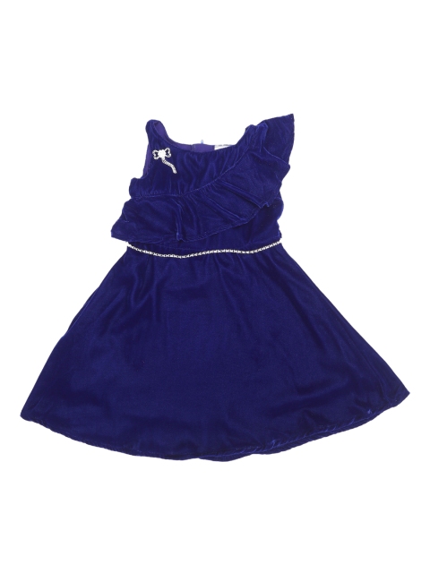 

Doodle Girls Navy Blue Solid Fit and Flare Dress