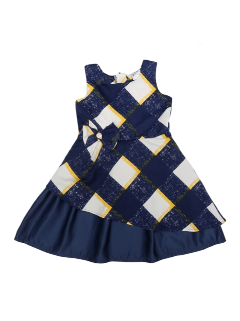 

Doodle Girls Navy Blue Checked Fit and Flare Dress