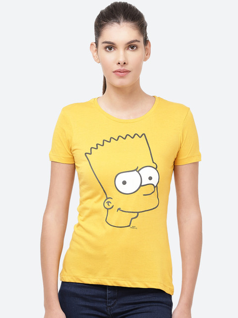 

Free Authority Women Yellow Simpsons Print Round Neck T-shirt