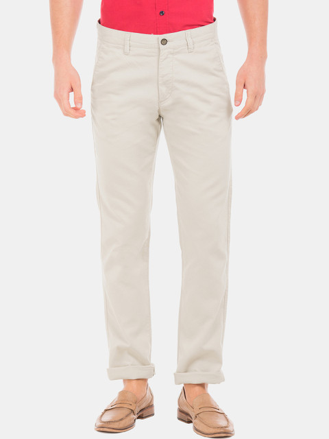 

Arrow Sport Men Cream-Coloured Slim Fit Solid Regular Trousers