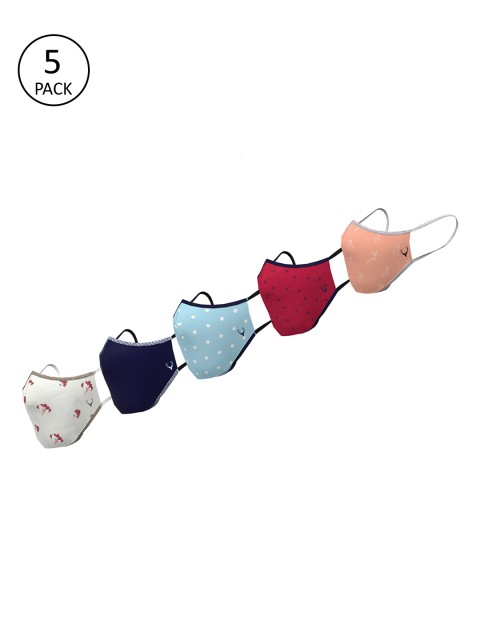 

Allen Solly Women Multicoloured 5 Pcs 3 Ply Reusable Fabric Masks, Multi