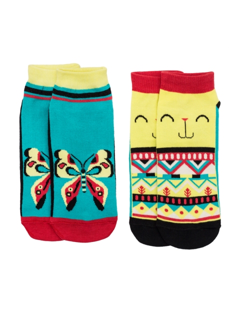 

Chumbak Unisex Pack of 2 Assorted Ankle-Length Geometric Party Socks
