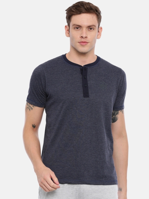 

Proline Men Navy Blue Solid Mandarin Collar T-shirt