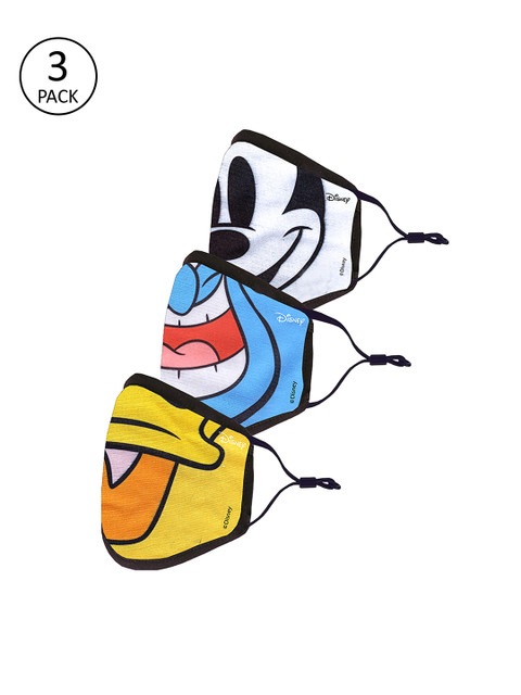 

YK Disney Boys Pack of 3 Pcs Multicoloured Printed Reusable 3-Ply Outdoor Fabric Masks, Yellow