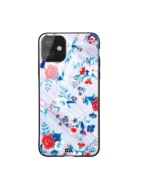 

DailyObjects Off-White & Blue Marble Flowers iPhone 11 Glass Mobile Case