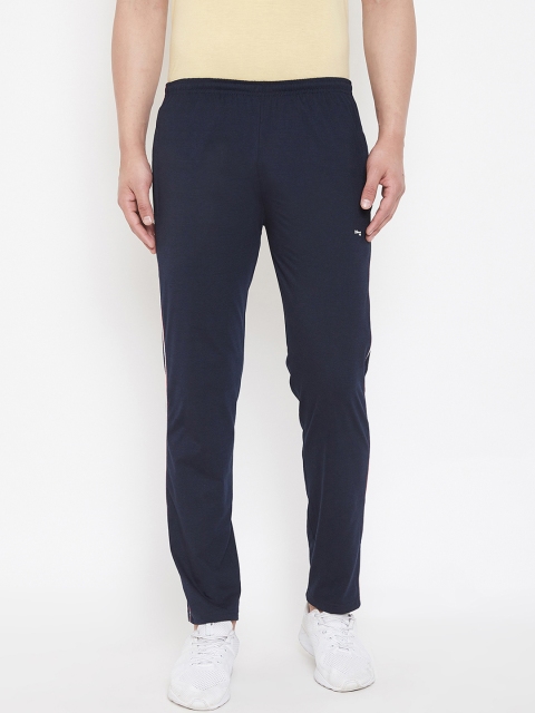 

Okane Men Navy Blue Solid Straight-Fit Track Pants