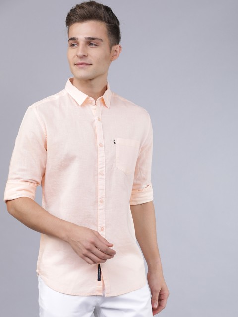 

Horsefly Men Peach-Coloured Slim Fit Solid Casual Shirt