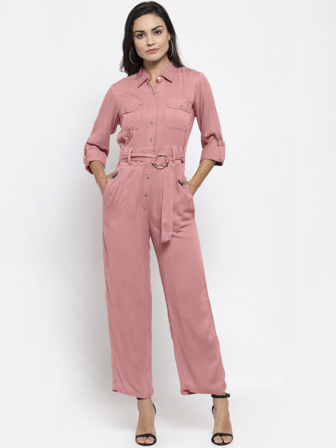 

Jompers Women Mauve Solid Basic Jumpsuit
