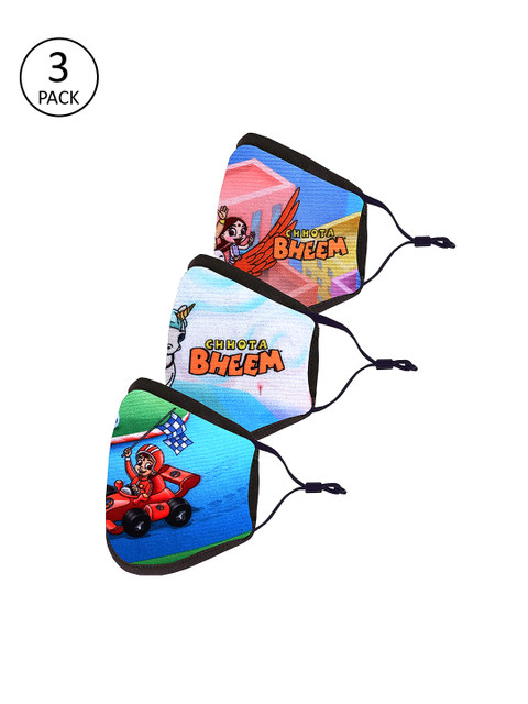 

YK Boys Pack of 3 Chhota Bheem Printed 3-Ply Reusable Outdoor Masks, Multi