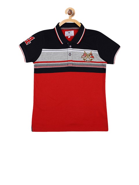 

Monte Carlo Boys Red & Black Colourblocked Polo Collar T-shirt