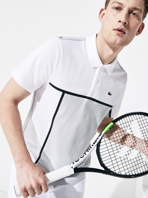 

Lacoste Men White Colourblocked Polo Collar T-shirt